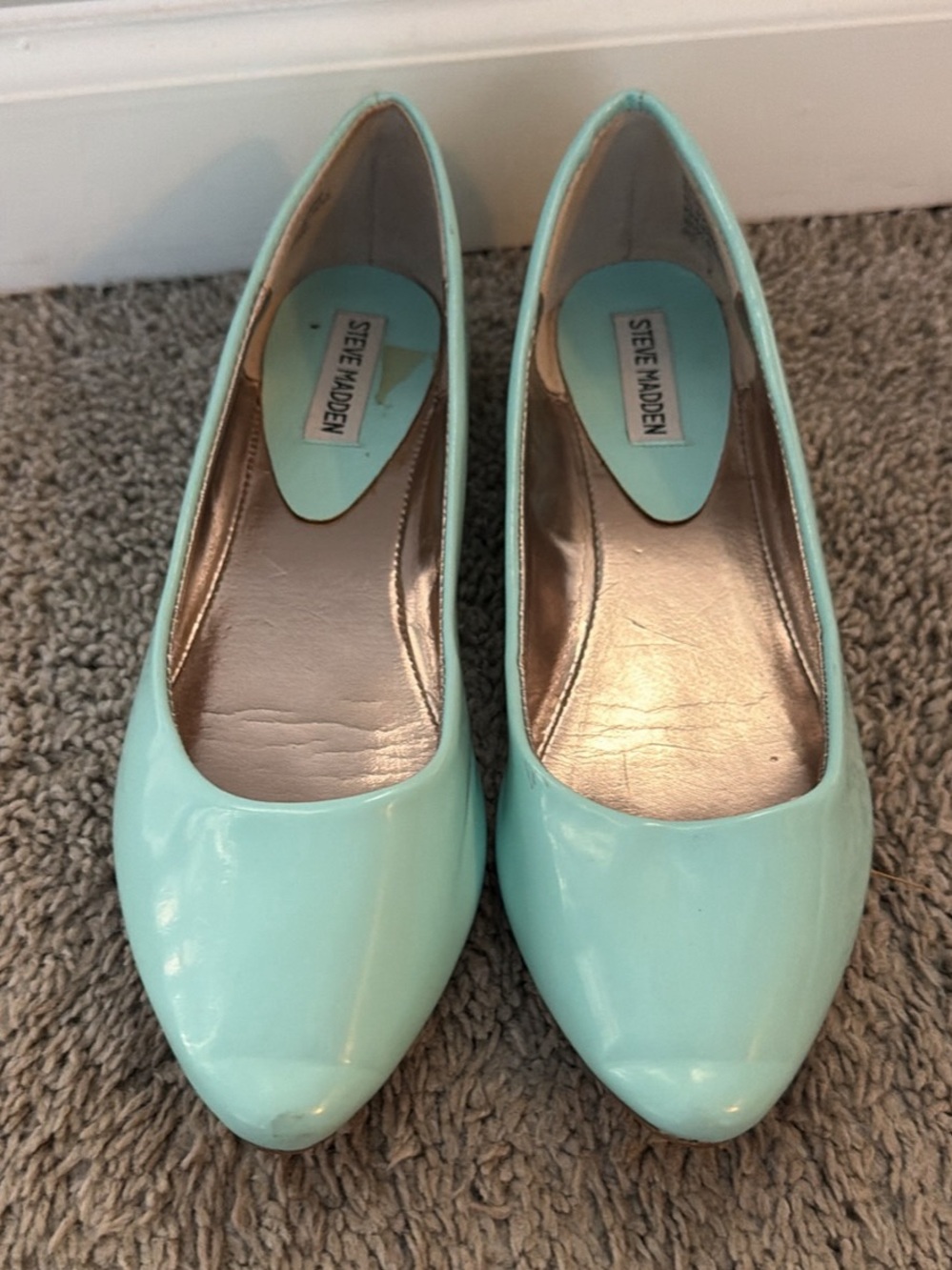 Steve Madden Mint Green Patent Pointed Toe Flats